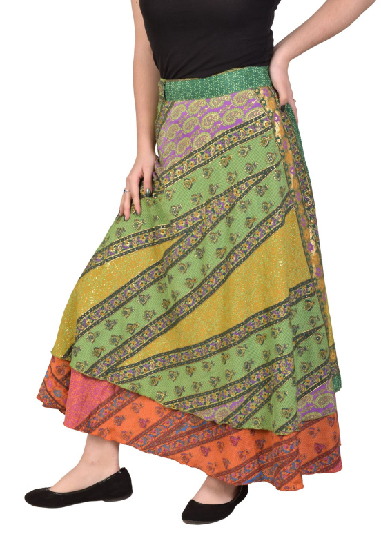 Sanu Babu Zavinovací oboustranná sukně z recyklovaných sárí (3G) FREE