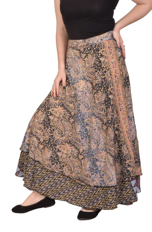 Sanu Babu Zavinovací oboustranná sukně z recyklovaných sárí (3J) FREE