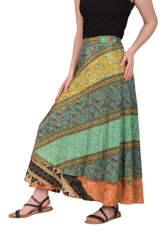 Sanu Babu Zavinovací oboustranná sukně z recyklovaných sárí (3K) FREE