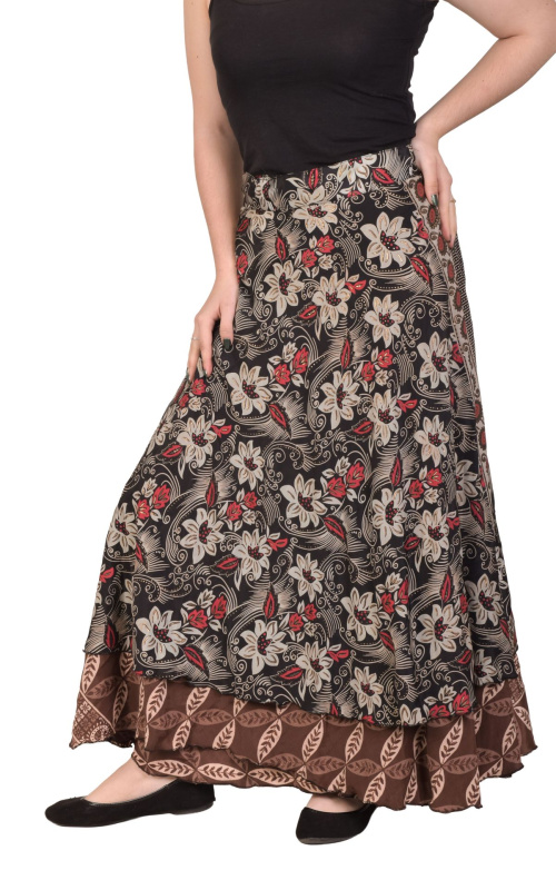 Sanu Babu Zavinovací oboustranná sukně z recyklovaných sárí (3L) FREE