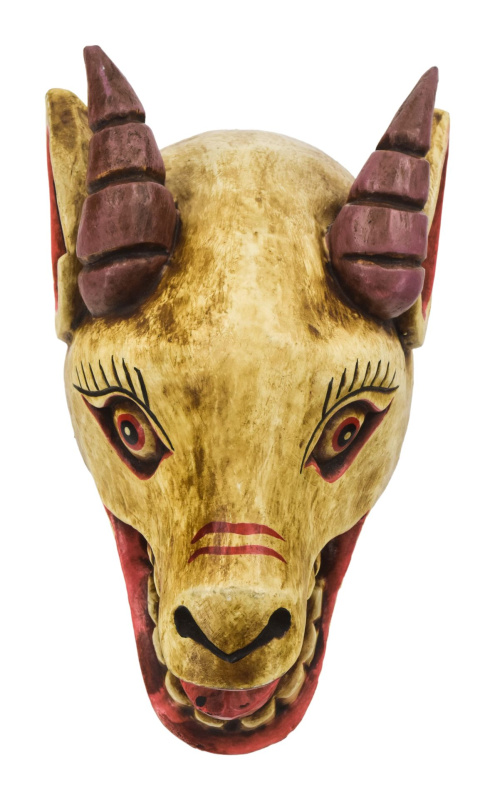 Sanu Babu Dřevěná maska, koza, ručně malovaná, 26cm
