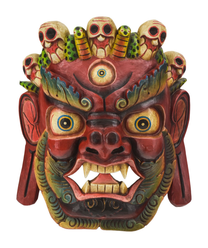 Sanu Babu Dřevěná maska, Bhairab, ručně malovaný, 31cm