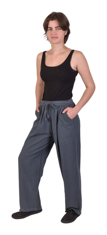 Sanu Babu Unisex volné kalhoty bavlněné modré, kapsy, guma a šňůrka v pase M , Béžová