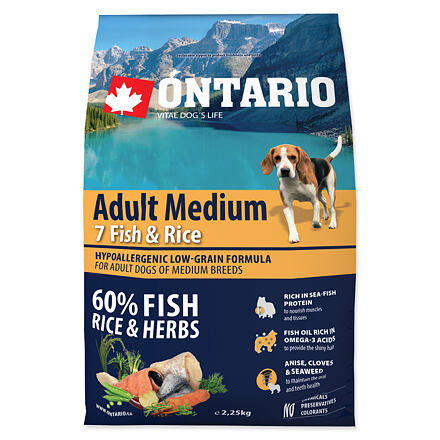ONTARIO Adult Medium Fish & Rice 2,25 kg