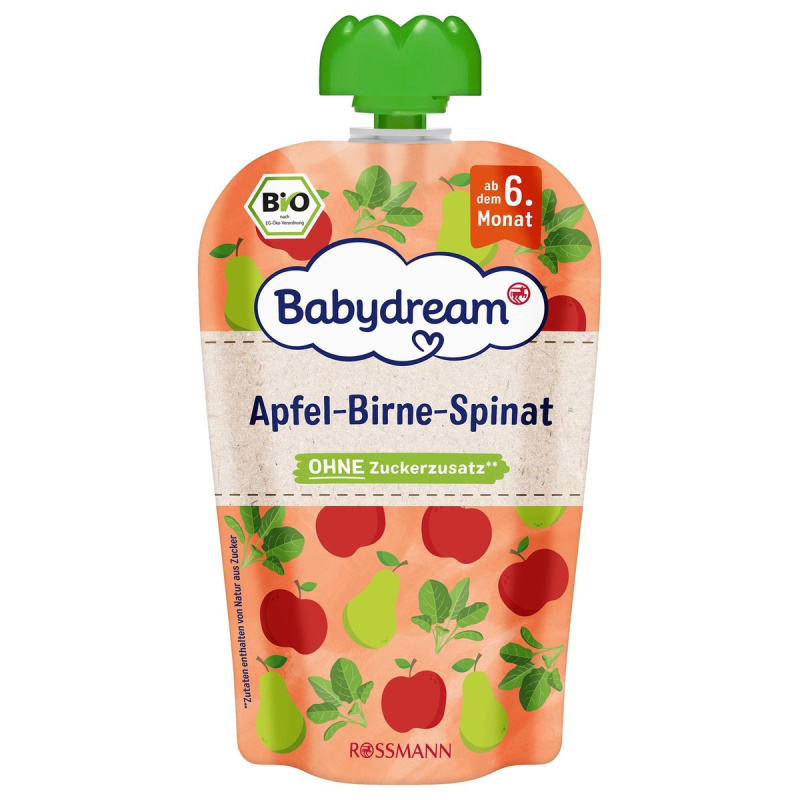 Babydream BIO Kapsička jablko, hruška, špenát a kukuřice