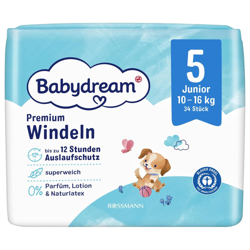 Babydream Jednorázové plenky junior, vel. 5 (10–16 kg)