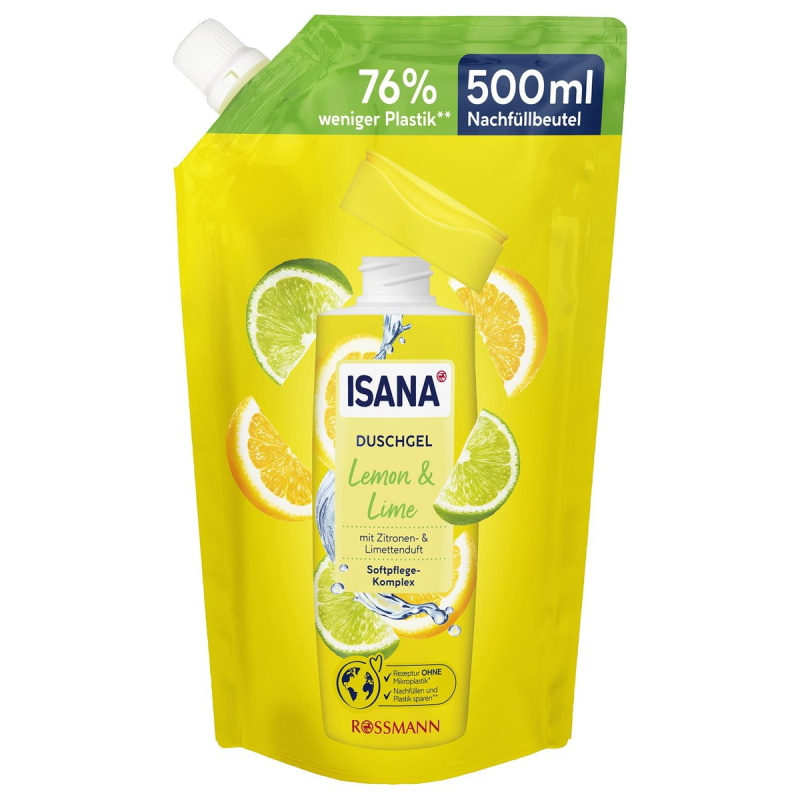 ISANA Sprchový gel citron & limeta – náhradní náplň