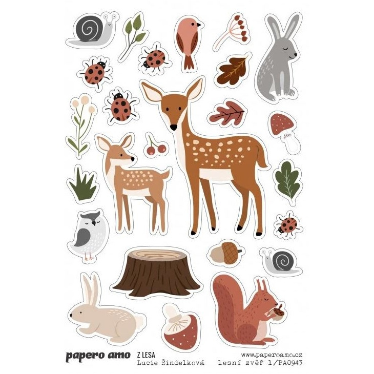 Samolepky A6 - Lesní zvěř srnky