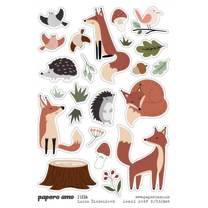 Samolepky A6 - Lesní zvěř lišky