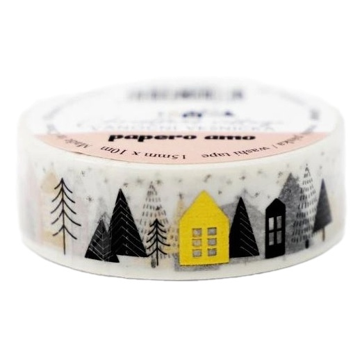 Samolepicí papírová washi páska - Vánoční vesnička