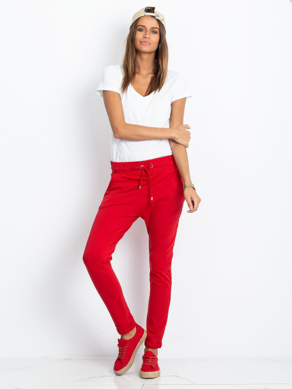 Dámské tepláky RV-DR-3698.07X BASIC FEEL GOOD Barva: Červená, Velikost: XS