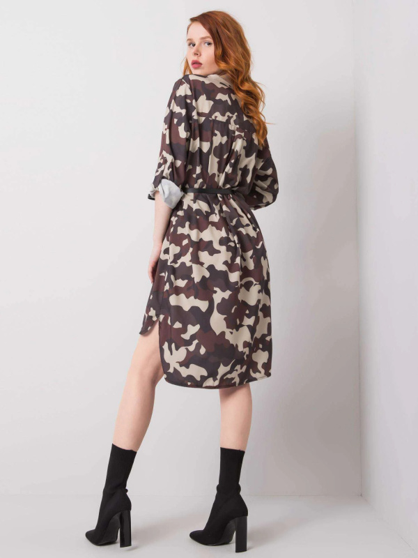 Šaty DHJ-SK-5766G.30 ITALY MODA Barva: Béžová, Velikost: UNI