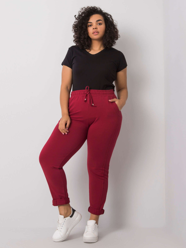 Dámské tepláky Plus Size RV-DR-6300.19 BASIC FEEL GOOD Barva: Bordó, Velikost: 2XL