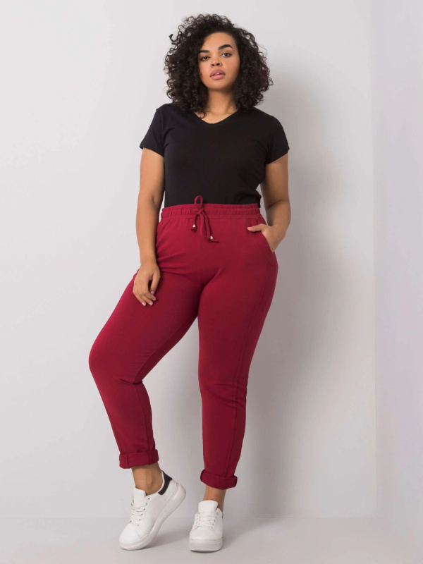 Dámské tepláky Plus Size RV-DR-6300.19 BASIC FEEL GOOD Barva: Bordó, Velikost: 4XL
