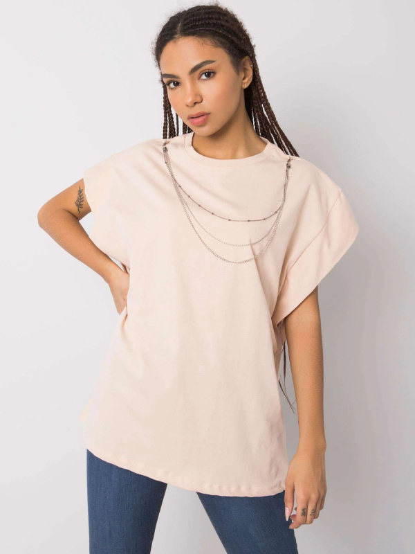 Tričko s náhrdelníkem 157-TS-4170.84 RUE PARIS Barva: Oranžová, Velikost: S