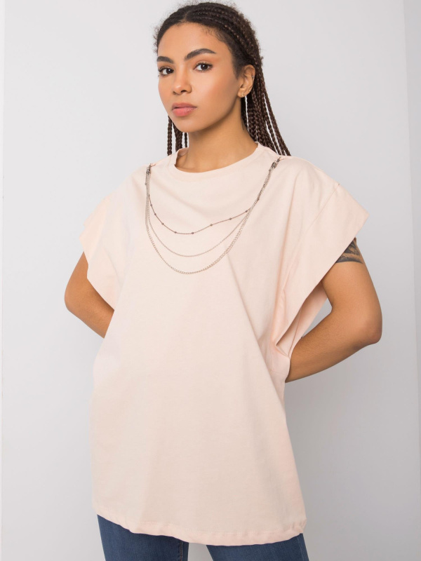Tričko s náhrdelníkem 157-TS-4170.84 RUE PARIS Barva: Oranžová, Velikost: S