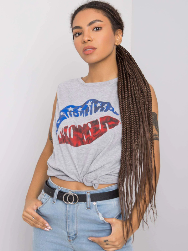 Dámský top DS-TP-1115.17P RUE PARIS Barva: Šedá, Velikost: S