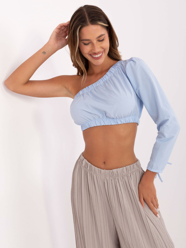 RUE PARIS Top -341-BZ-5267.04 Barva: Modrá - světle, Velikost: S