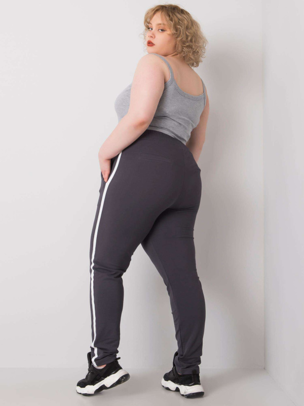 Dámské tepláky Plus Size RV-DR-6643.95 BASIC FEEL GOOD Barva: Šedá - tmavě, Velikost: XL