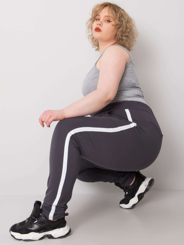 Dámské tepláky Plus Size RV-DR-6643.95 BASIC FEEL GOOD Barva: Šedá - tmavě, Velikost: 3XL