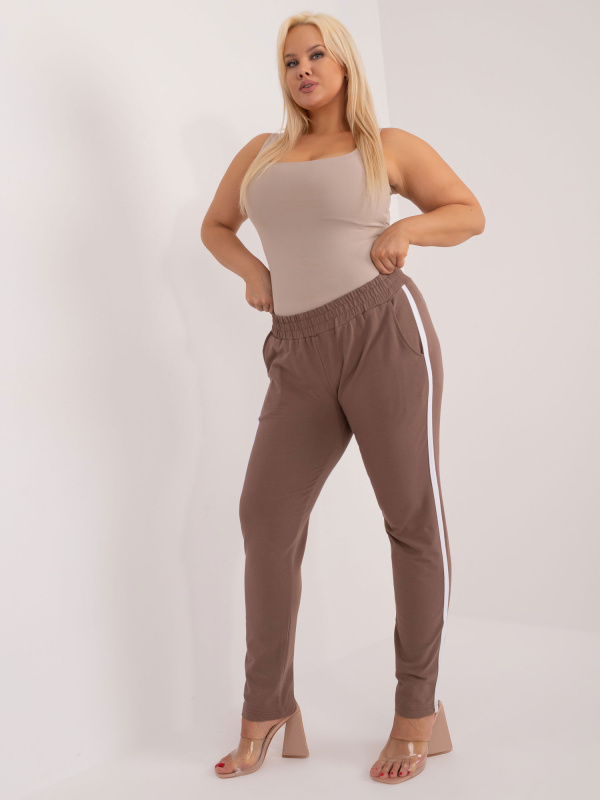 Dámské tepláky Plus Size RV-DR-6643.95 BASIC FEEL GOOD Barva: Béžová, Velikost: 2XL