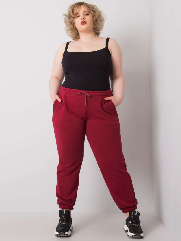 Dámské tepláky Plus Size RV-DR-6331.86 BASIC FEEL GOOD Barva: Bordó, Velikost: XL