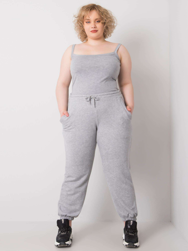 Dámské tepláky Plus Size RV-DR-6331.86 BASIC FEEL GOOD Barva: Šedá, Velikost: XL