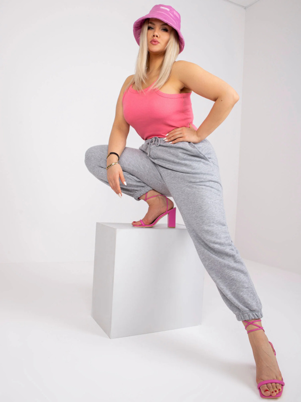 Dámské tepláky Plus Size RV-DR-6331.86 BASIC FEEL GOOD Barva: Šedá, Velikost: 3XL