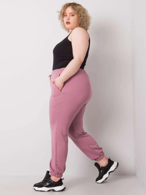 Dámské tepláky Plus Size RV-DR-6331.86 BASIC FEEL GOOD Barva: Růžová - tmavě, Velikost: 2XL