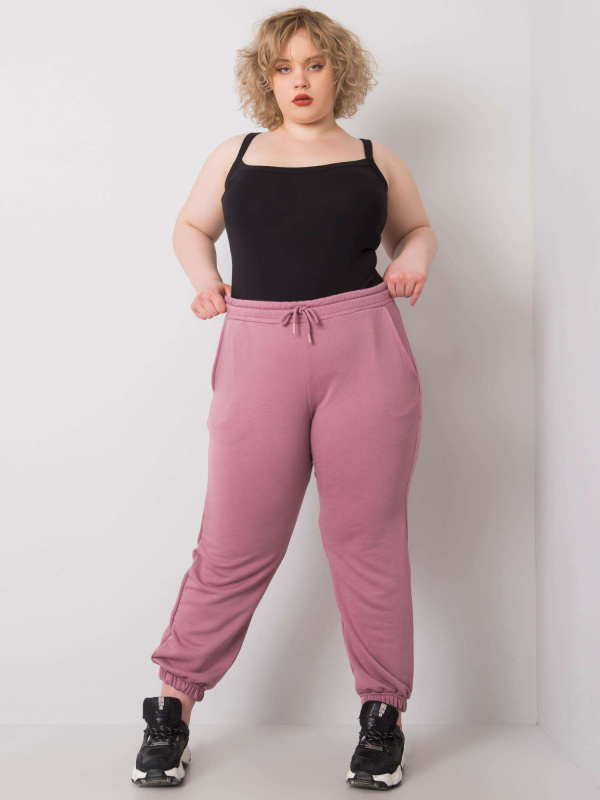 Dámské tepláky Plus Size RV-DR-6331.86 BASIC FEEL GOOD Barva: Růžová - tmavě, Velikost: 3XL