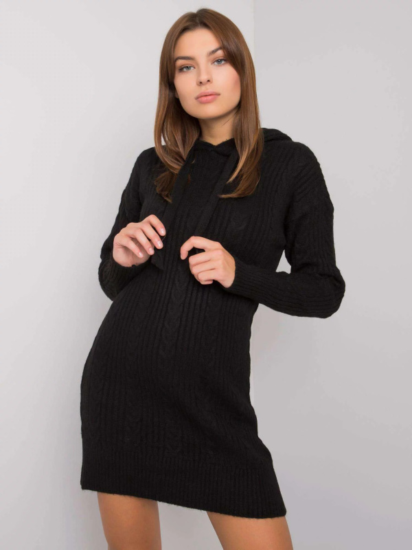 Dámské šaty s kapucí 7099 - RUE PARIS šedá one size