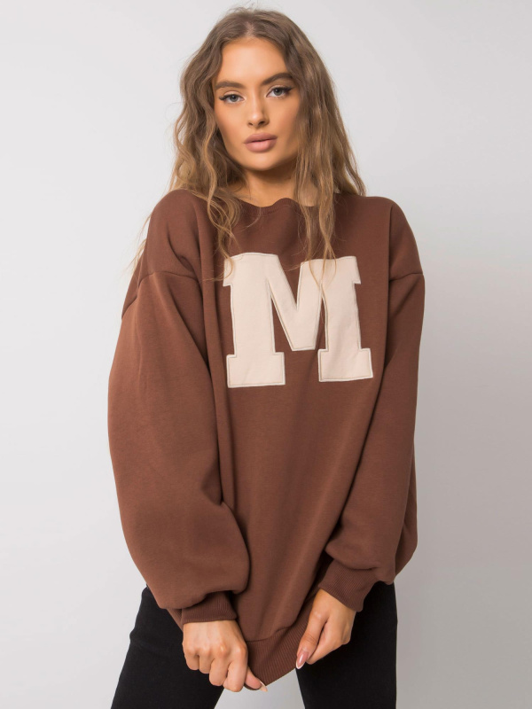 ex moda Dámská mikina -EM-BL-617-1.34X Barva: Hnědá, Velikost: S/M