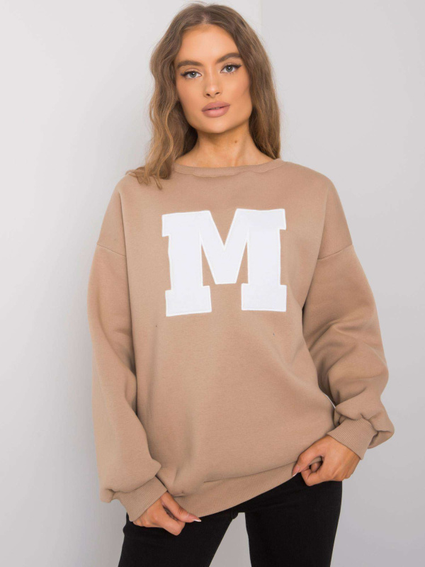 ex moda Dámská mikina -EM-BL-617-1.34X Barva: Béžová - tmavě, Velikost: S/M