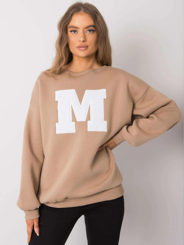 ex moda Dámská mikina -EM-BL-617-1.34X Barva: Béžová - tmavě, Velikost: L/XL