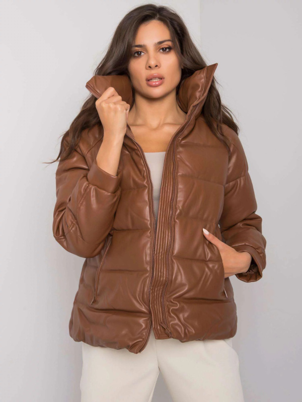 Dámská prošívaná zimní bunda z eko-kůže D-3230 - FPrice černá L