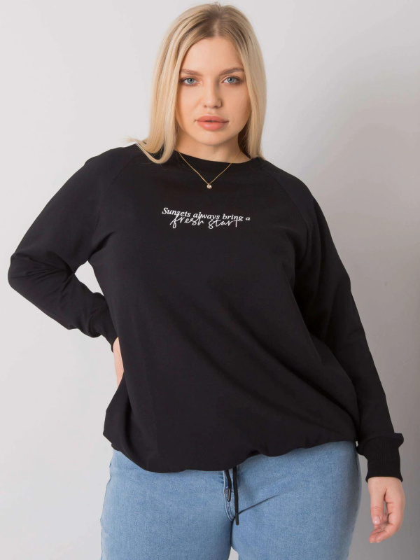 RELEVANCE Mikina Plus Size -RV-BL-7162.12P Barva: Černá, Velikost: UNI