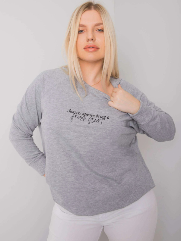 RELEVANCE Mikina Plus Size -RV-BL-7162.12P Barva: Šedá, Velikost: UNI