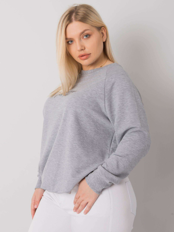 RELEVANCE Mikina Plus Size -RV-BL-7162.12P Barva: Šedá, Velikost: UNI