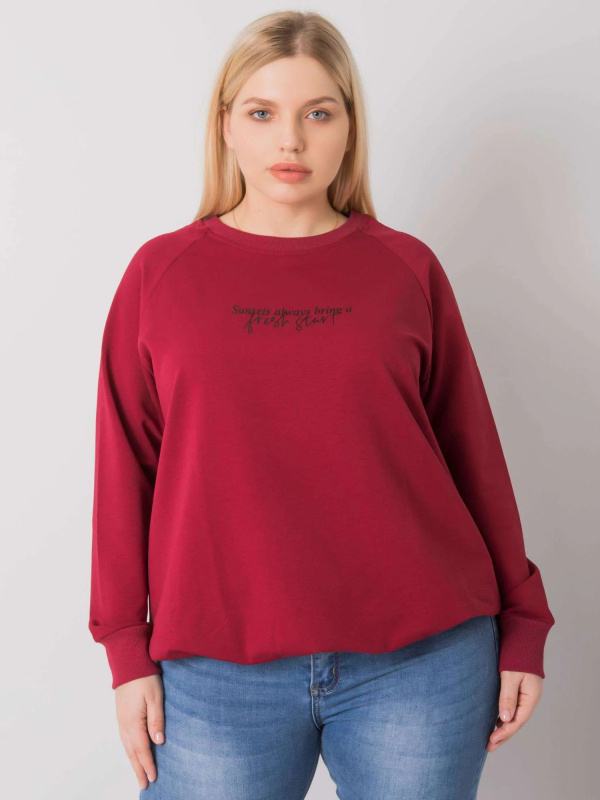 RELEVANCE Mikina Plus Size -RV-BL-7162.12P Barva: Bordó, Velikost: UNI