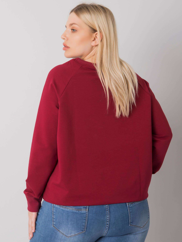 RELEVANCE Mikina Plus Size -RV-BL-7162.12P Barva: Bordó, Velikost: UNI