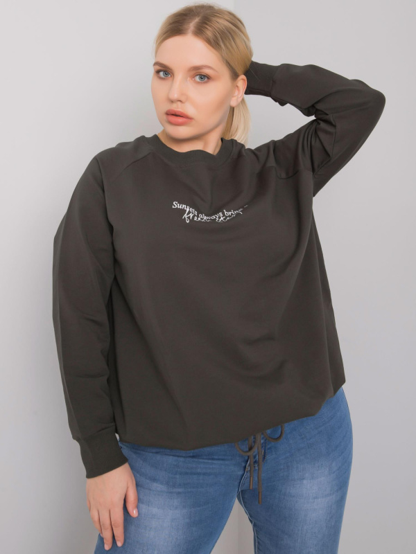 RELEVANCE Mikina Plus Size -RV-BL-7162.12P Barva: Zelená, Velikost: UNI