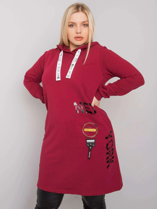 Mikina Plus Size RV-TU-7221.80P RELEVANCE Barva: Bordó, Velikost: UNI