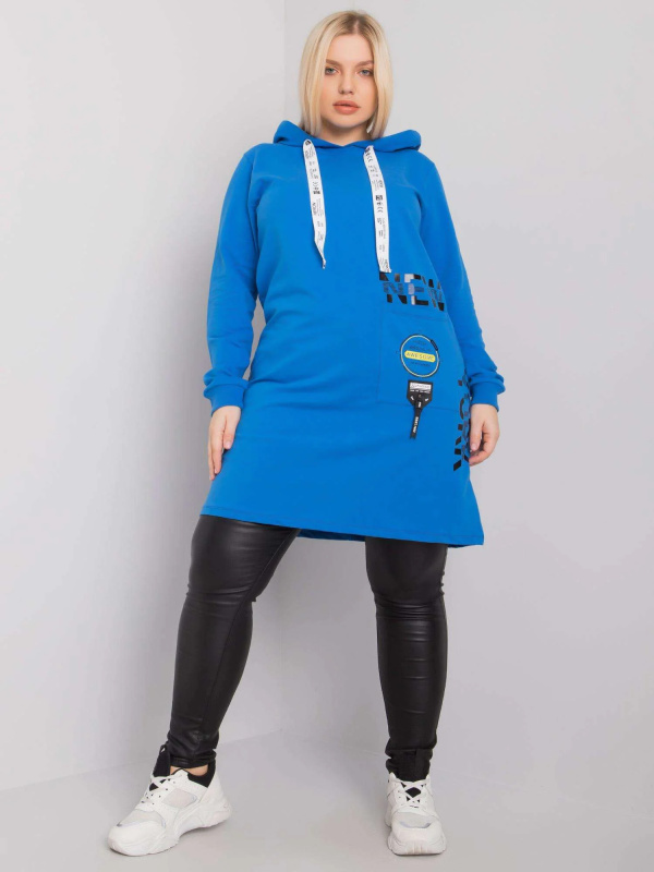 Mikina Plus Size RV-TU-7221.80P RELEVANCE Barva: Modrá - tmavě, Velikost: UNI