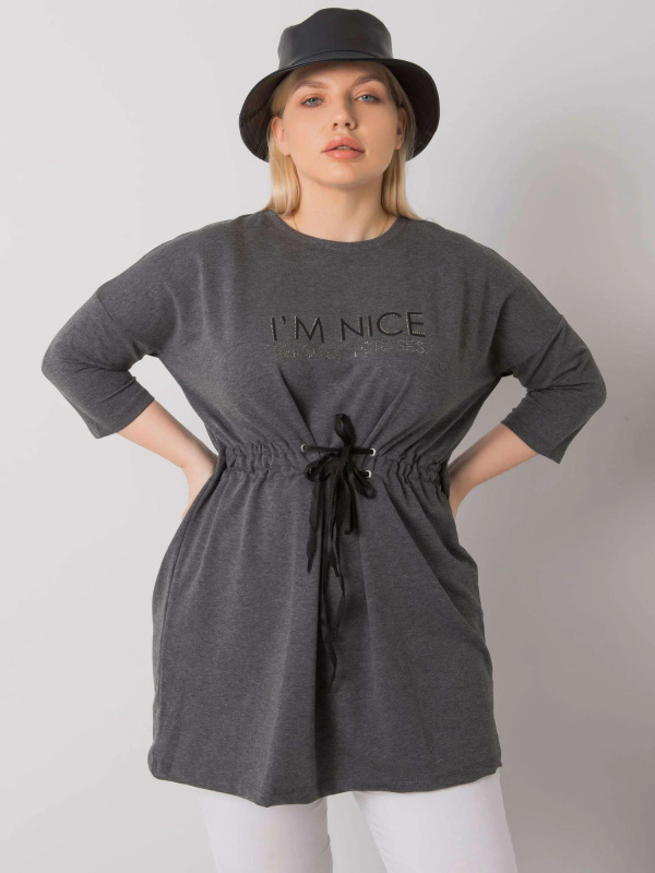 Tunika Plus size RV-TU-7033.84P RELEVANCE Barva: Šedá - tmavě, Velikost: UNI