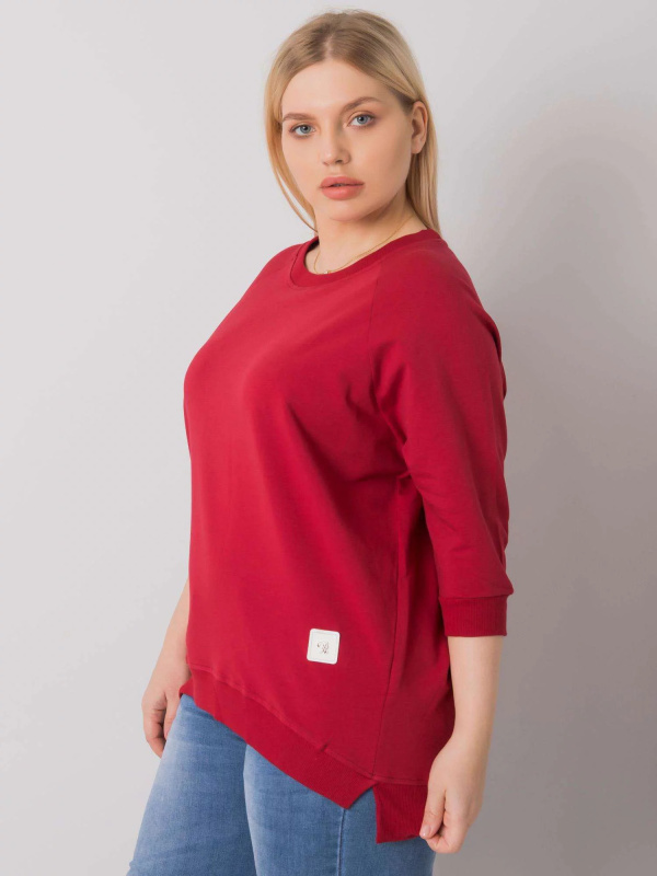 Bavlněná plus size mikina 6872 - FPrice claret jedna velikost