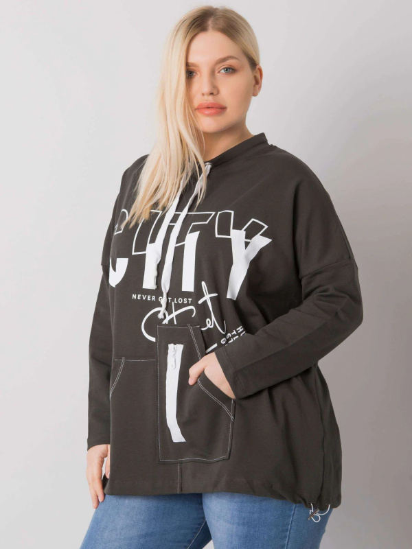 RELEVANCE Mikina Plus Size -RV-BL-7166.78P Barva: Zelená, Velikost: UNI