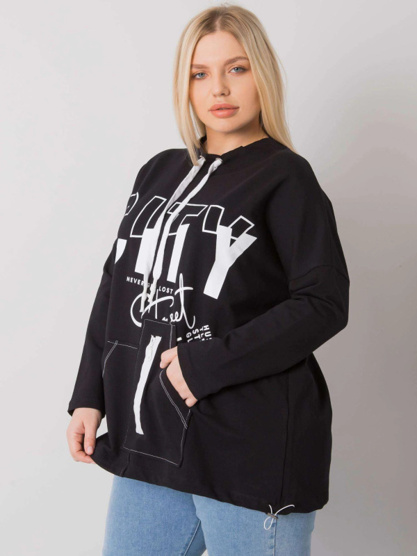 RELEVANCE Mikina Plus Size -RV-BL-7166.78P Barva: Černá, Velikost: UNI