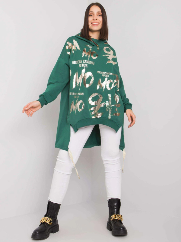 RELEVANCE Mikina Plus Size-RV-BL-7274.75P Barva: Zelená - tmavě, Velikost: UNI