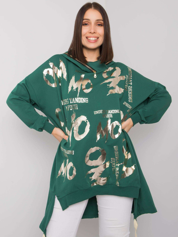 RELEVANCE Mikina Plus Size-RV-BL-7274.75P Barva: Zelená - tmavě, Velikost: UNI