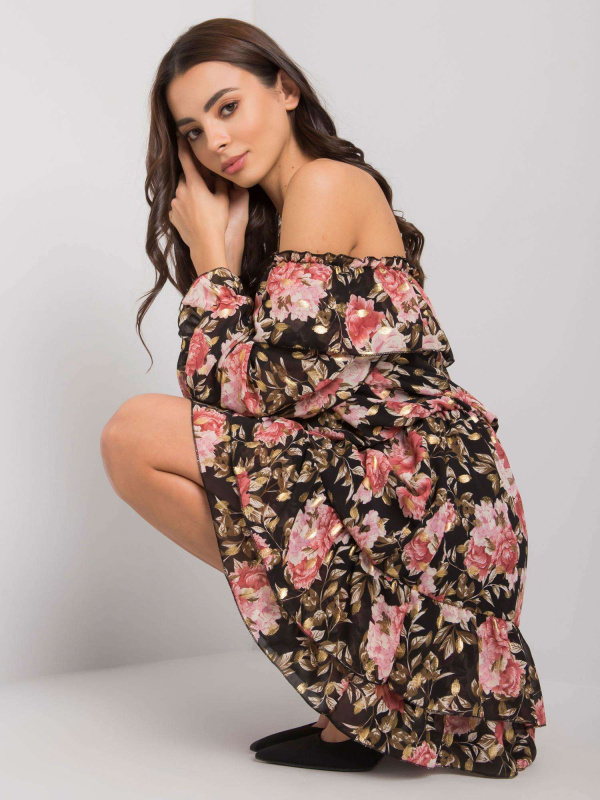 Šaty DHJ SK 15015 2.73P černá a růžová jedna velikost